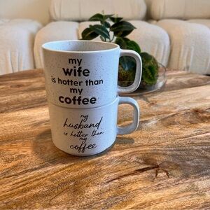 Stackable His and Hers coffee mugs